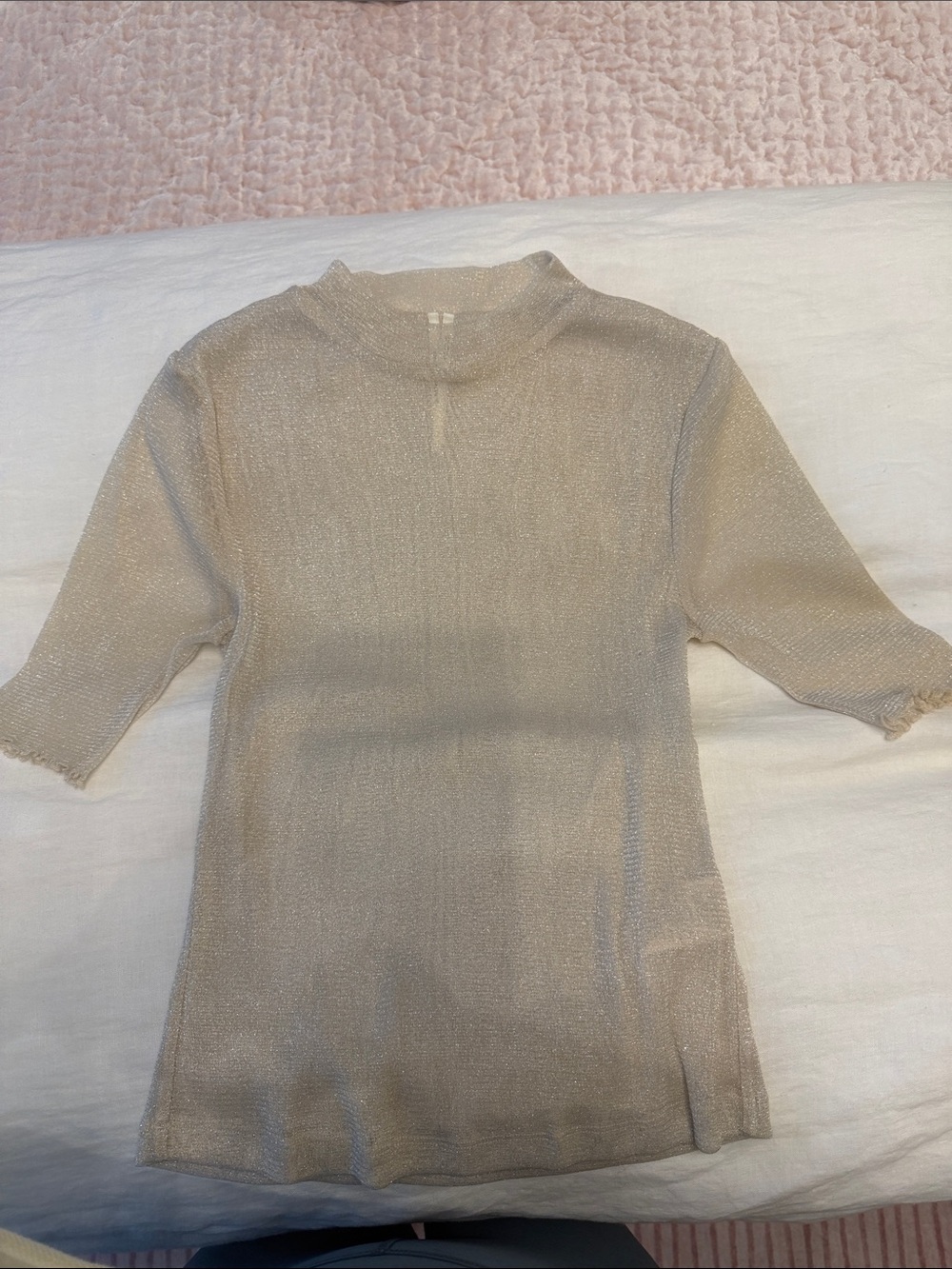 Anthropologie Shimmery Champagne Knit Top